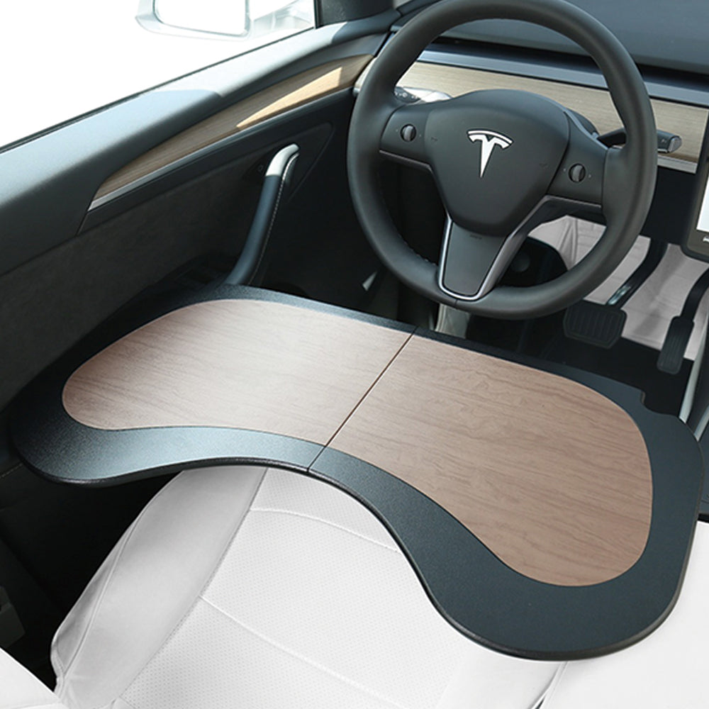 Wood Grain Small Folddable Table Tray For Tesla Model 3/Y
