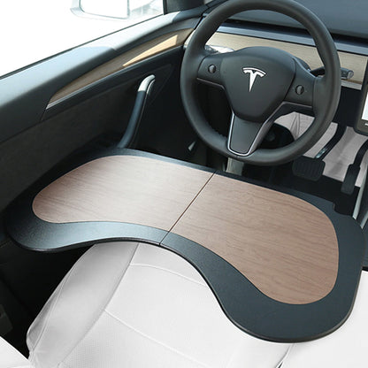 Wood Grain Small Folddable Table Tray For Tesla Model 3/Y