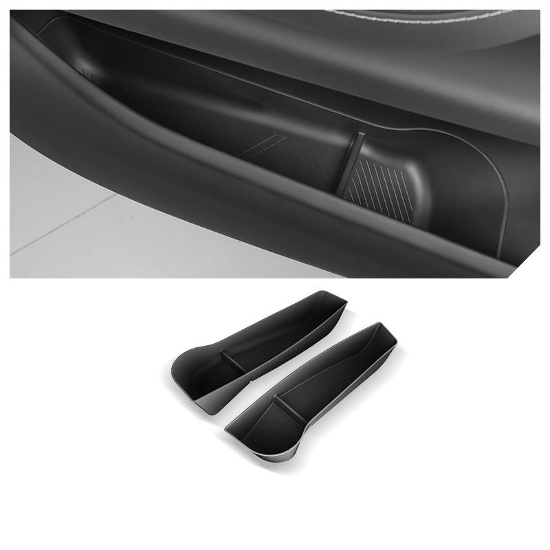 TPE Side Door Storage Box for Tesla Model Y/S/X/Model 3 Highland Model X 2023+ Front (2 Pcs) Black