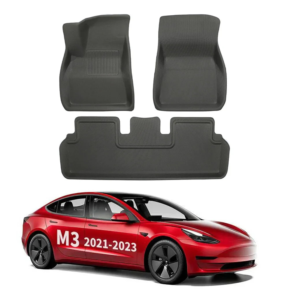 All Weather XPE Interior Floor Mats Cargo Liners Set for 2021-2023 Tesla Model 3 Floor Mat (3 PCS) Left-Hand Drive