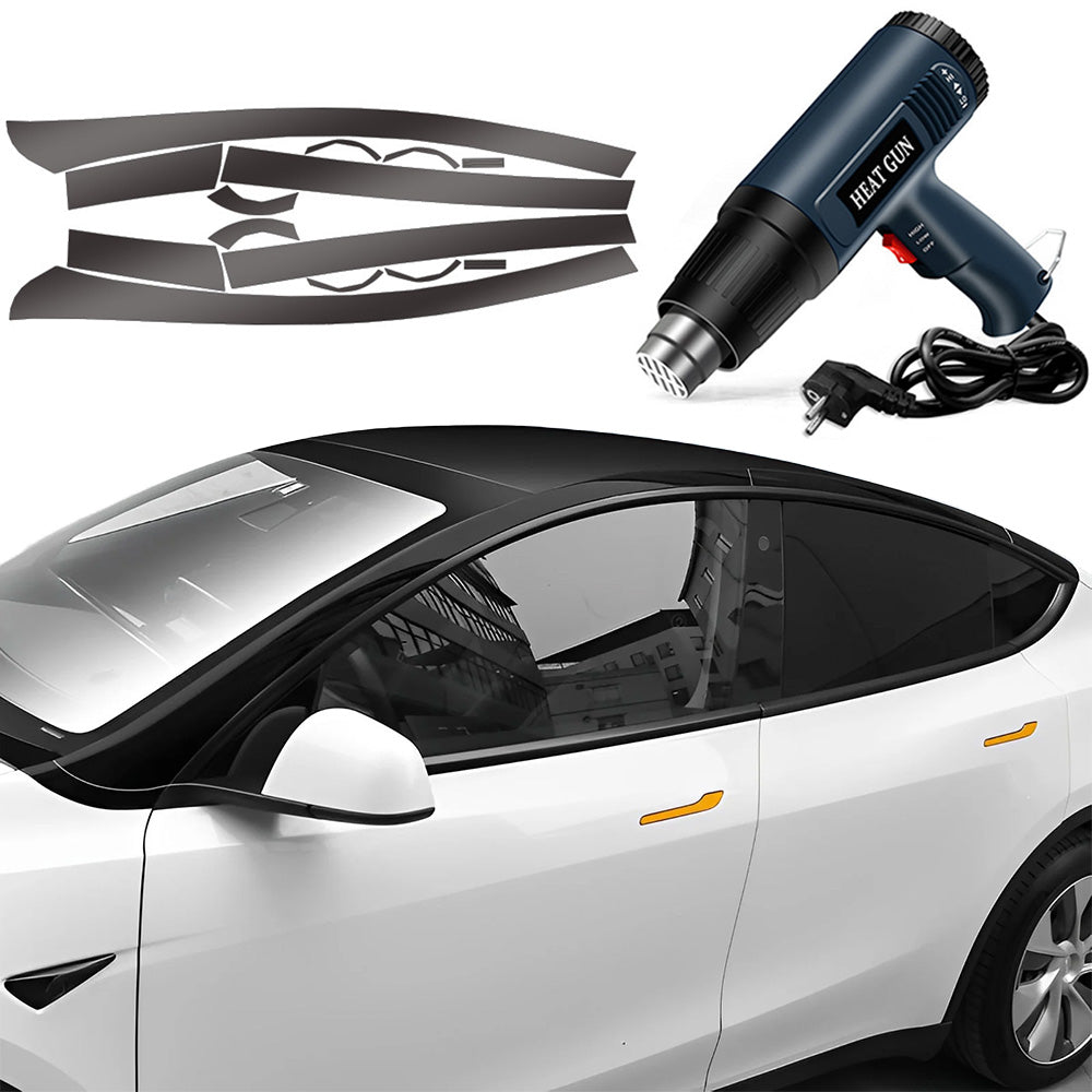 Pillar Delete for Tesla Model 3/Y- Glossy Black Model Y (2020-2024) Vinyl Wrap & Heat Gun Kit EU Plug