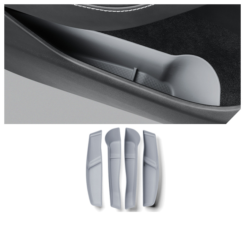 TPE Side Door Storage Box for Tesla Model Y/S/X/Model 3 Highland Model Y 2020+ Front & Rear (4 Pcs) Grey
