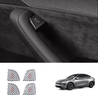 Real Carbon Fiber Window Switch Button Cover Sticker 4 PCS For Tesla Model 3 Highland 2024+ / Model Y Juniper 2025+ Model Y Juniper 2025+ Silver
