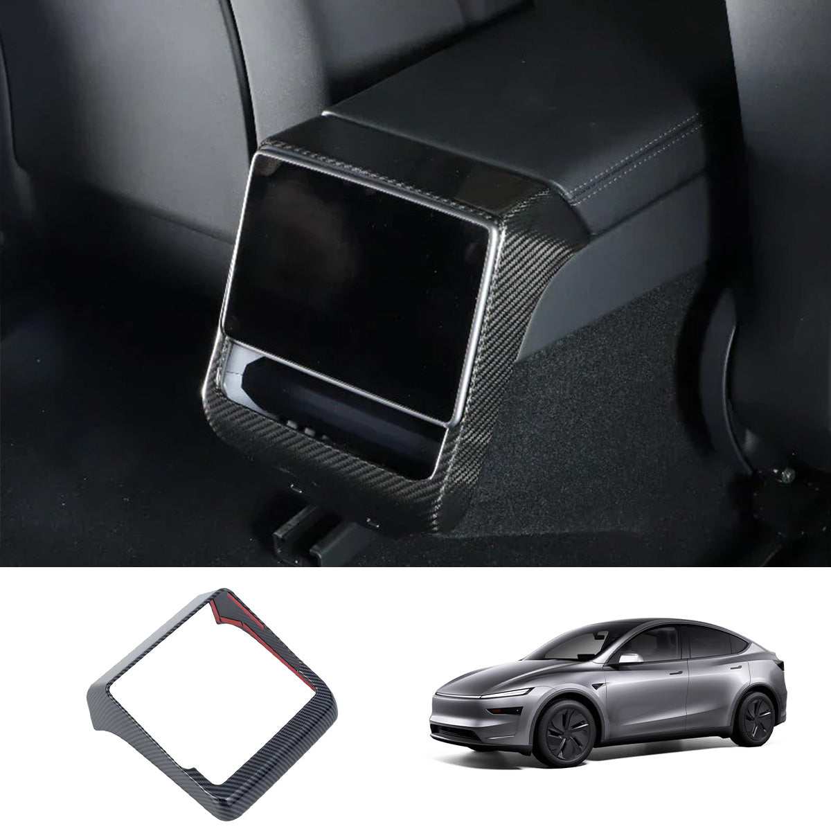 Carbon Fiber Rear AC Vent Cover (Carbon Fiber Pattern ABS) for Tesla Model Y Juniper 2025+ Glossy Carbon Fiber Color