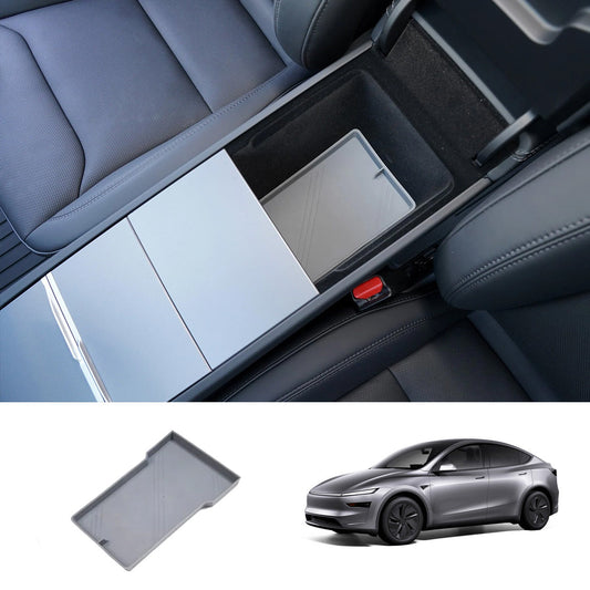 Silicone Console Armrest Box Lower Storage Tray for Tesla Model Y Juniper 2025+ 1 Pc (Armrest Box) Grey
