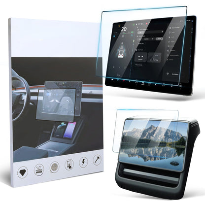 2024 Model 3 Highland Tempered Glass(9H) Screen Protector For Tesla Dashboard Screen & Second Row Seat Screen
