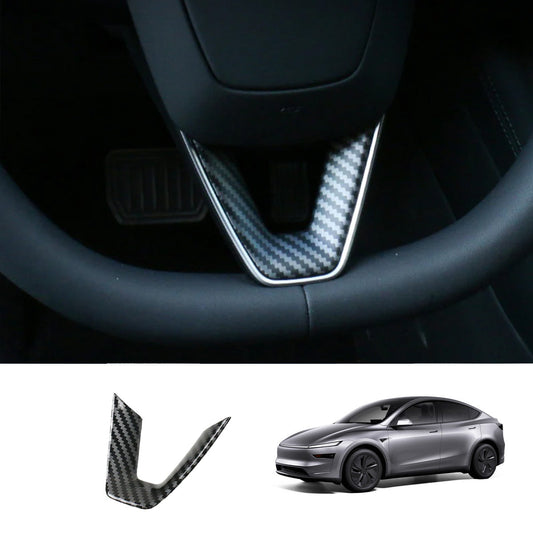 Steering Wheel U-Shaped Cover for Tesla Model Y Juniper 2025+ Glossy Carbon Fiber