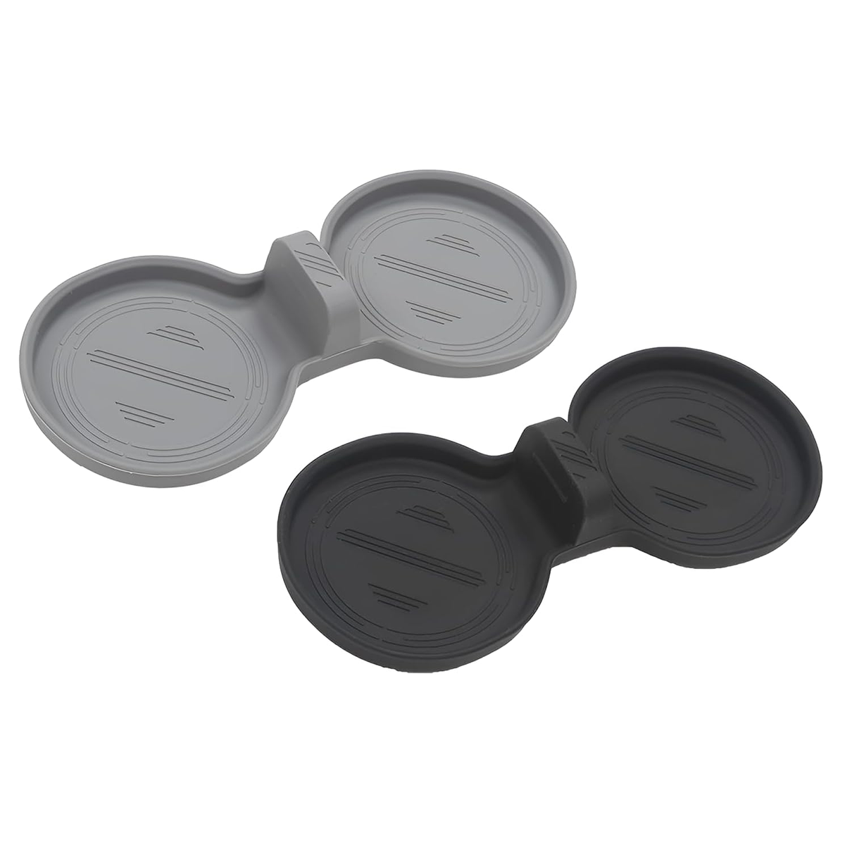 Silicone Center Console Cup Holder Insert for Tesla Model 3/Y/S/X Black+Grey (2 Pcs)