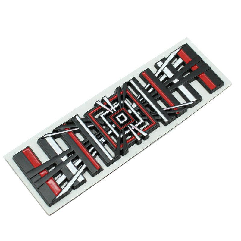 Plaid SpaceBalls Tribute for Tesla, Die-Cast Aluminum Badge Trunk Emblem - For All Tesla Models Red-Black-White