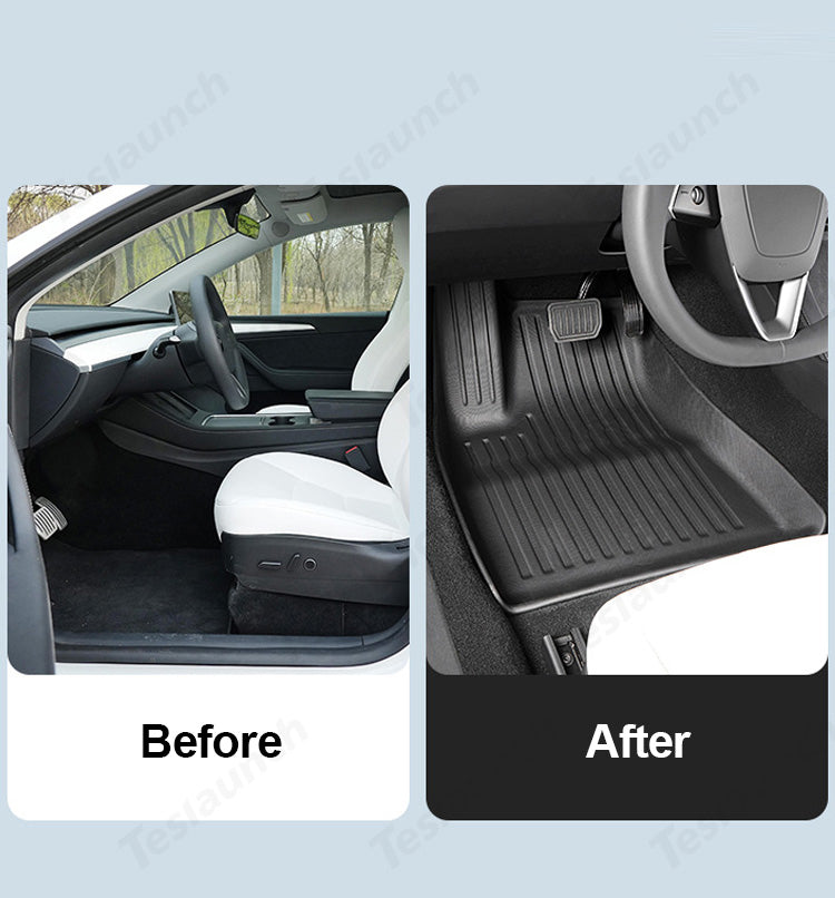 2024 Model 3 Highland Floor Mats All Weather Double Layer Flocking TPE For Tesla