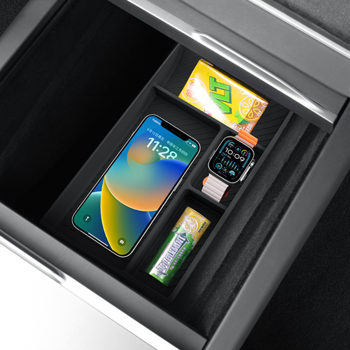 Silicone Center Console & Armrest Lower Storage Tray for Tesla Model Y Juniper 2025+