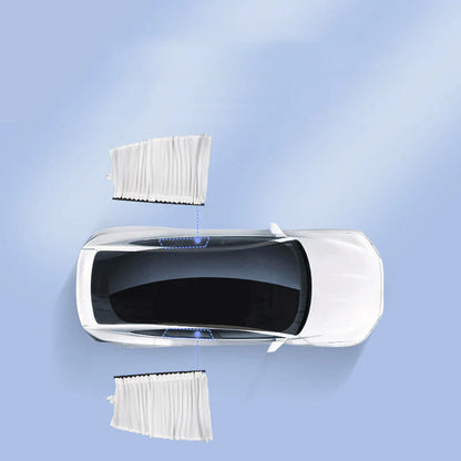 Side Window Track Slide Privacy Curtain Sunshade for Tesla Model 3/Y White Rear Window (2 pcs)