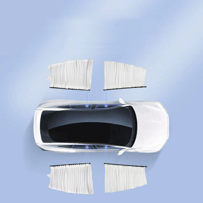 Side Window Track Slide Privacy Curtain Sunshade for Tesla Model 3/Y White Front Window (2 pcs) + Rear Window (2 pcs)