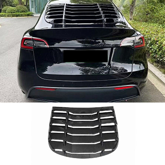 Rear Window Louver for Tesla Model Y 2020-2024- Modified Rear Shutters and Rear Sunshade Decoration Carbon Fiber Color