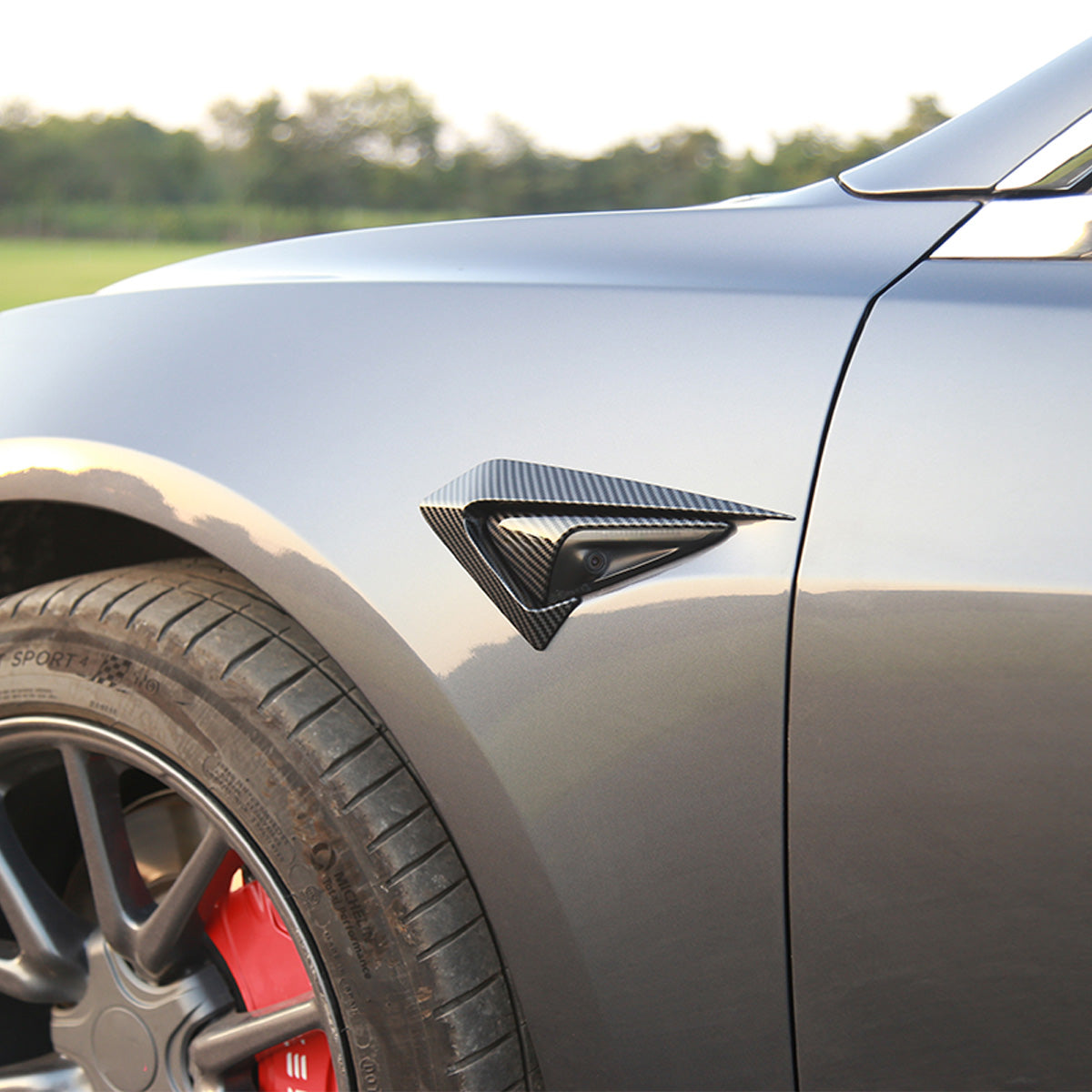 Turn Signal Covers & Blades for Tesla Model 3(2021-2023) Turn Signal Covers & Blades (4 Pcs) Glossy Carbon Fiber