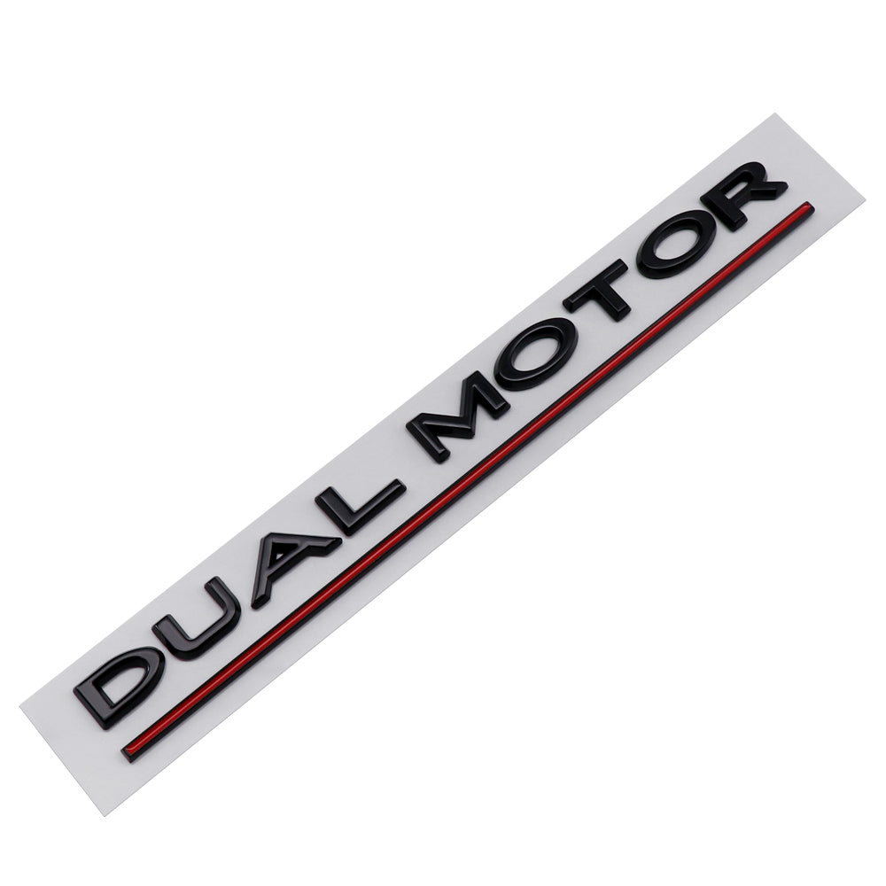 'Dual Motor' Decal Rear Trunk Emblem For Tesla All Model 3 Y S X Black-Red