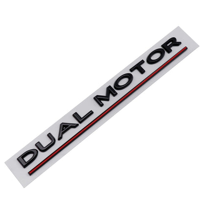 'Dual Motor' Decal Rear Trunk Emblem For Tesla All Model 3 Y S X Black-Red