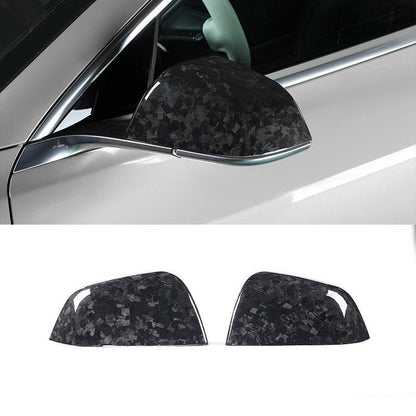 [Real Carbon Fiber] Side Mirror Cover for Tesla Model Y, Rear View Mirrors Cover Cap (1 Pair), OEM Style (2020-2024) Real Forged Glossy Carbon Fiber