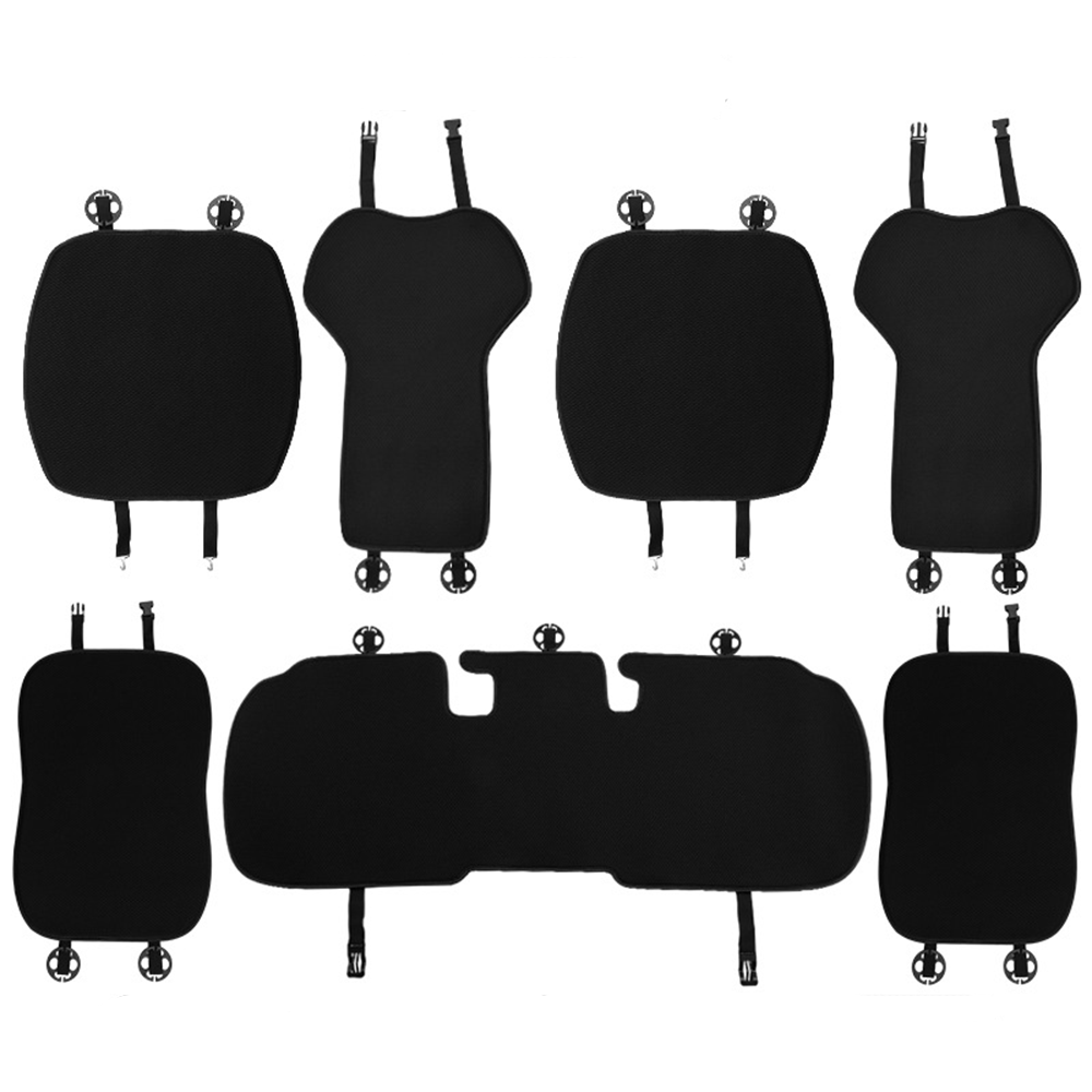 Ice Silk Breathable Cooling Car Seat Cushion for Tesla Model 3/Y Full Set (7 Pcs) Black