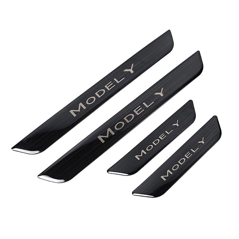 Tesla Model Y Door Sill Covers Vinyl Wrap Protector (2020-2023) Front & Rear (2 Pairs) Black
