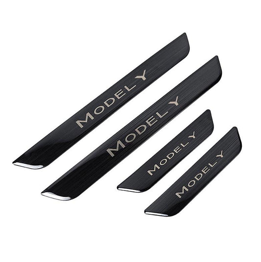 Tesla Model Y Door Sill Covers Vinyl Wrap Protector (2020-2023) Front & Rear (2 Pairs) Black