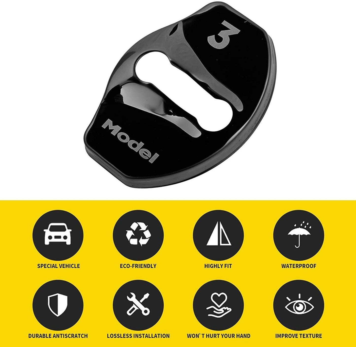 Model 3/Y Door Latch Lock Covers CF Coated (Set Of 4)