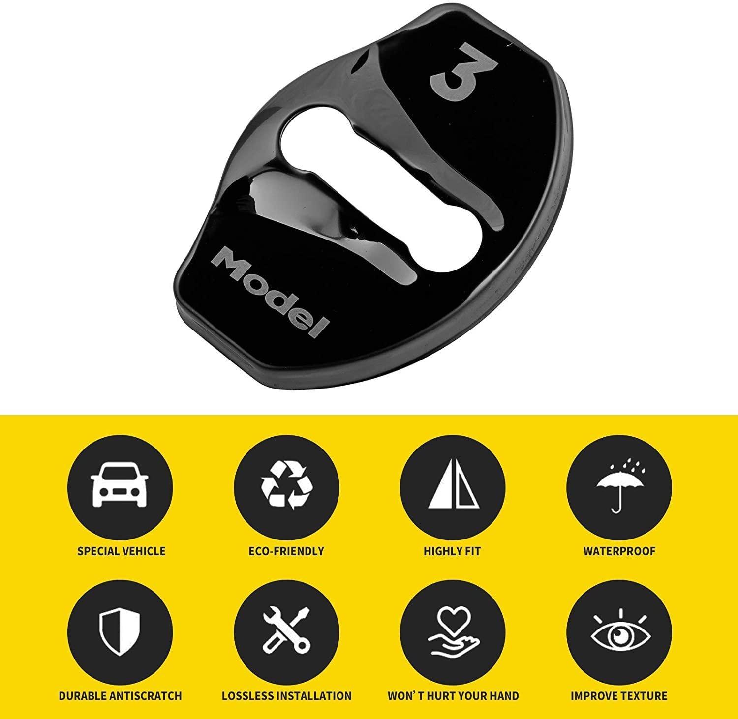 Model 3/Y Door Latch Lock Covers CF Coated (Set Of 4)