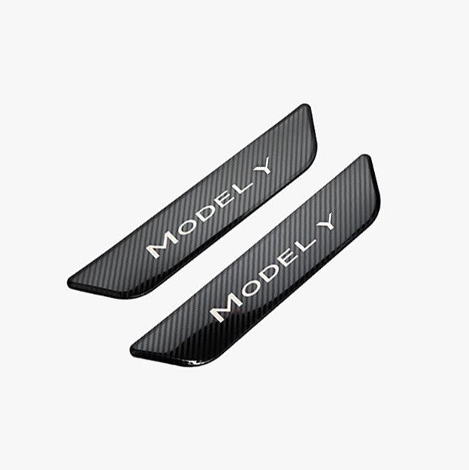Tesla Model Y Door Sill Covers Vinyl Wrap Protector (2020-2023) Rear Only (1 Pair) Carbon Fiber