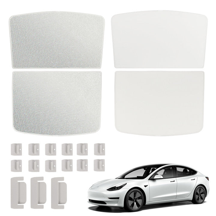 Upgrade Built-in Reflective Sunroof Sunshade for Model Y / Model 3 White