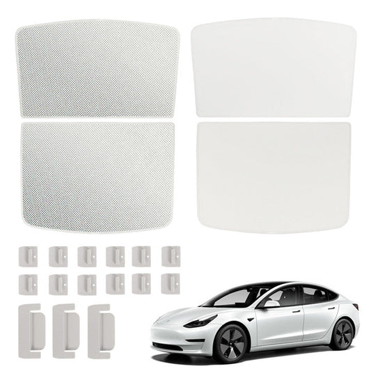 Upgrade Built-in Reflective Sunroof Sunshade for Model Y / Model 3 White