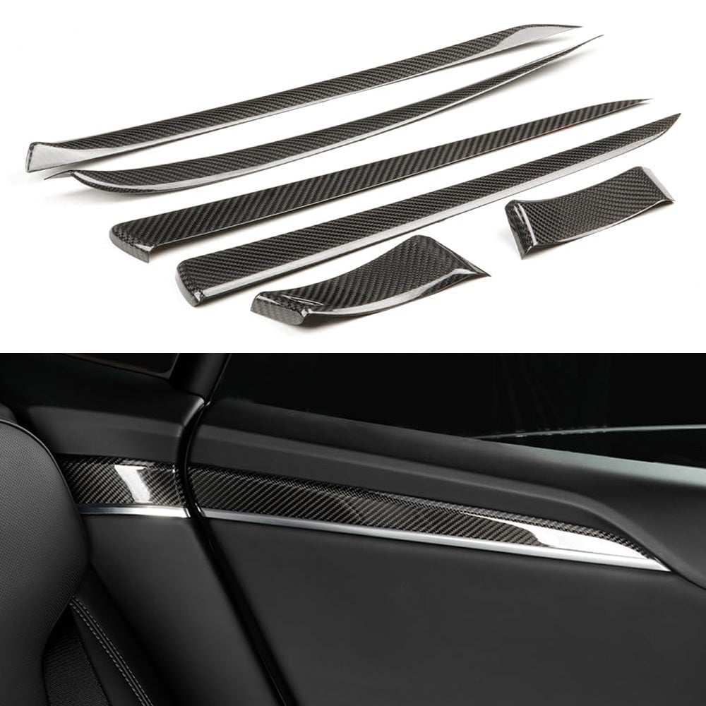 [Real Carbon Fiber] Inner Door Trim Cover for Tesla Model S 2022+ Glossy Carbon Fiber