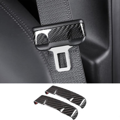 [Real Carbon Fiber] Seat Belt Fascia Cover For Model 3/Y Accessories (2017-2025) Real Glossy Carbon Fiber