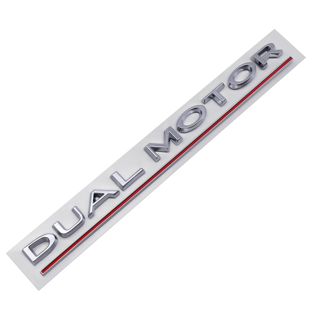 'Dual Motor' Decal Rear Trunk Emblem For Tesla All Model 3 Y S X Silver