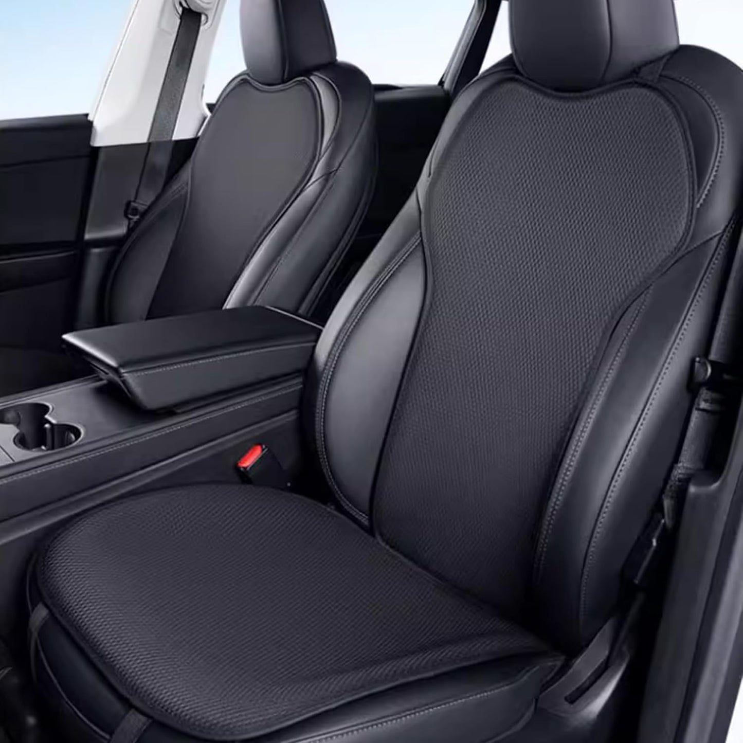 Ice Silk Breathable Air Mesh Seat Cushion for Tesla Model Y Juniper 2025+ Black Full Set (7 Pcs)