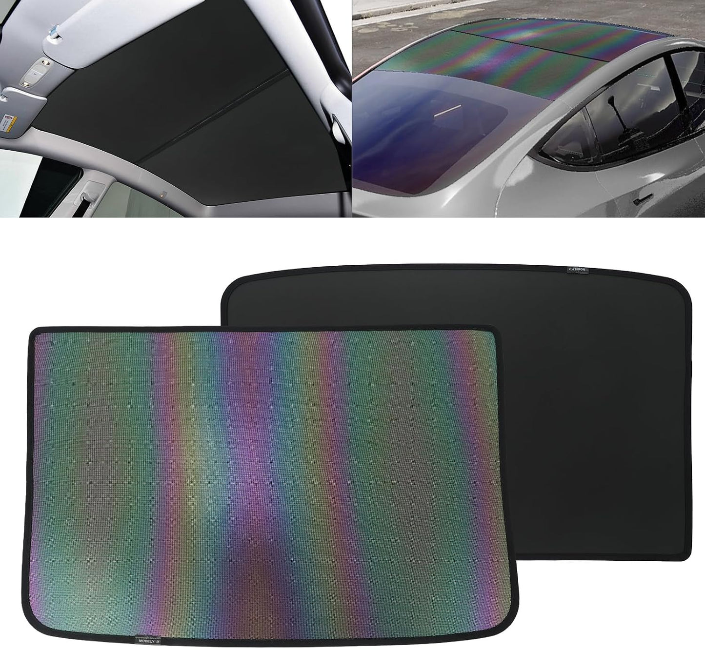 Split Nano Ice Crystal Glass Roof Sunshade for Tesla Model Y Juniper 2025+ Black