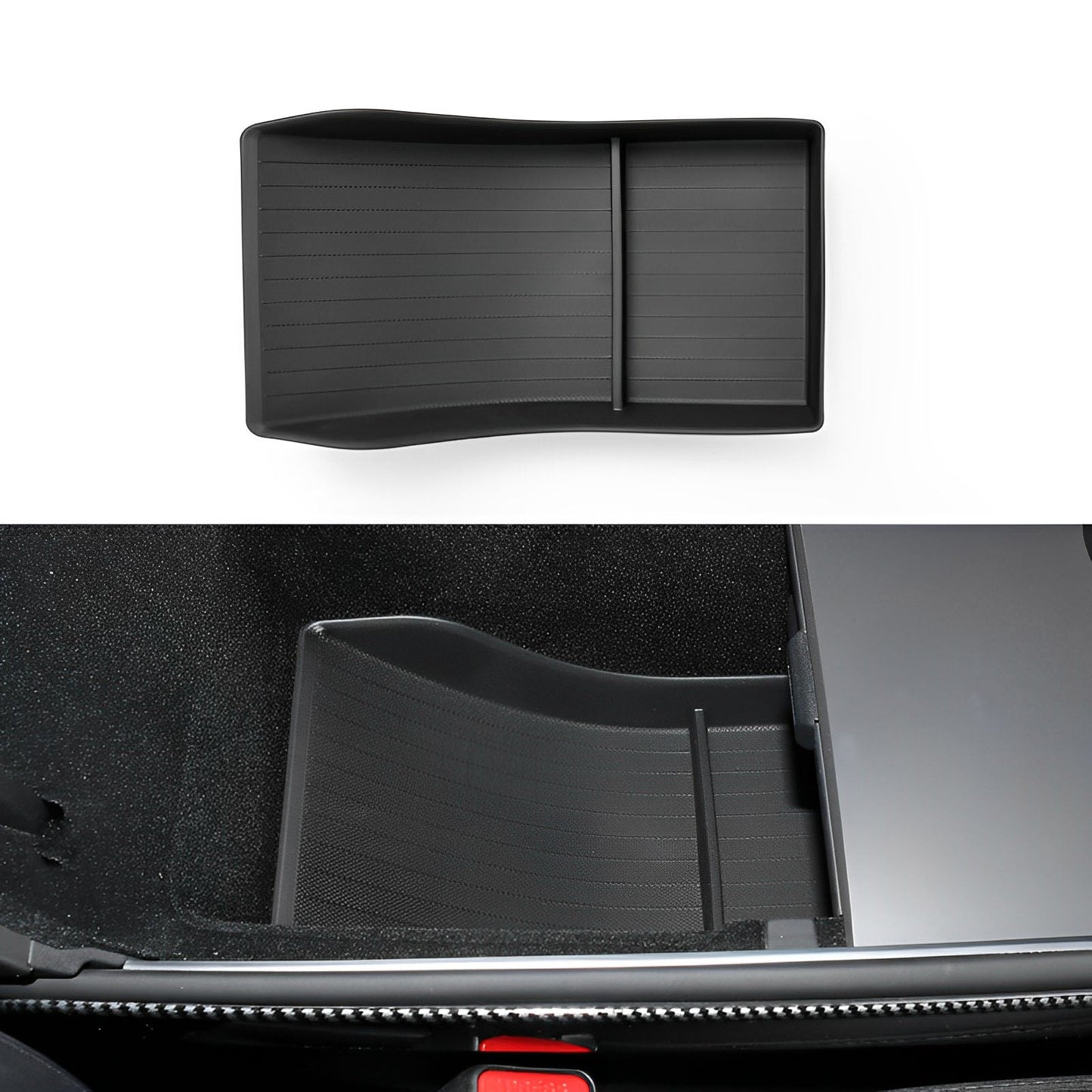 Model 3/Y Center Console Storage Box Rubber Mat for Tesla 1 Pcs (Armrest Box) Black