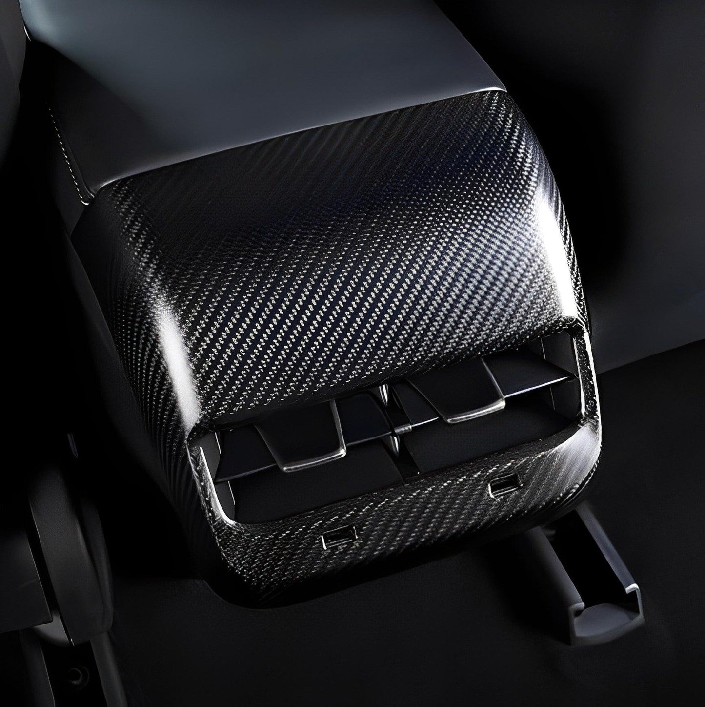 [Real Carbon Fiber] Model 3/Y Backseat Vent Overlay, Center Console Wrap Cover (2017-2023)