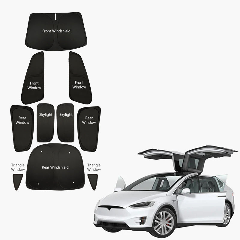 Privacy Thermal Insulated Full Sunshades Curtains for Tesla Model X Full Set (10 pcs)