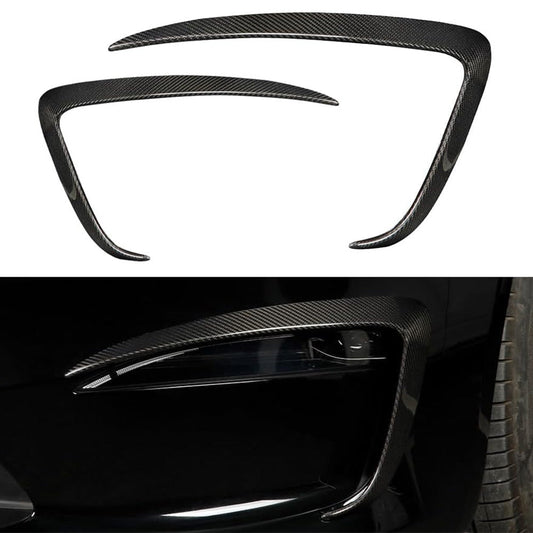 [Real Carbon Fiber] Front Fog Light Trim Covers (2PCS) for Tesla Model S 2022+ Matte Carbon Fiber