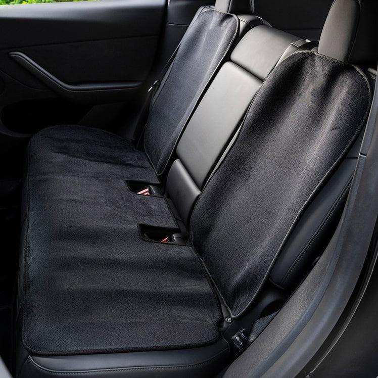 Front Rear Seat Cushion and Backrest for Tesla Model 3 Model Y - Breathable Material (2017-2024) Black Rear Seat