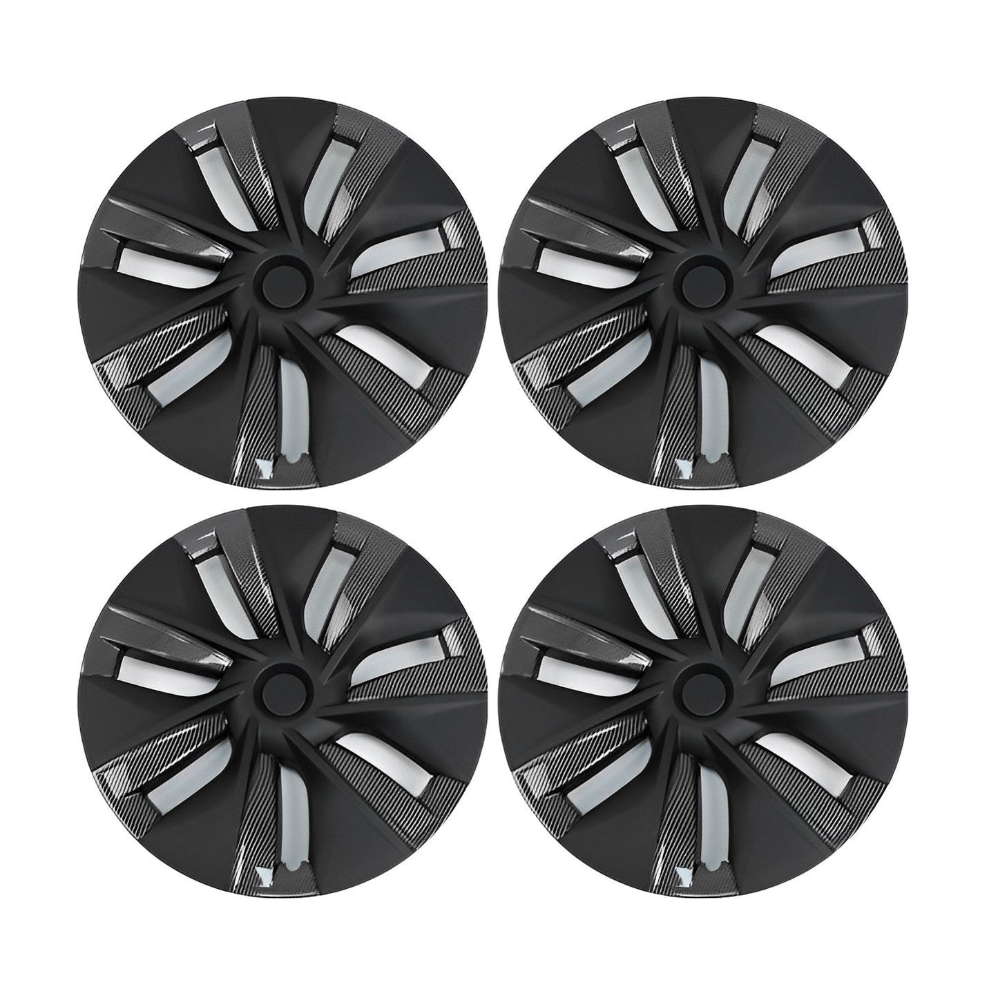 Model Y 19" OEM Upgrade Style Wheel Hubcaps (4 Pcs) Matte Black & Carbon Fiber