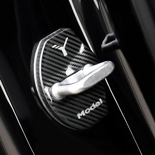 Model 3/Y Door Latch Lock Covers CF Coated (Set Of 4) Model Y Carbon Fiber