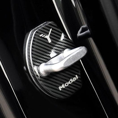 Model 3/Y Door Latch Lock Covers CF Coated (Set Of 4) Model Y Carbon Fiber