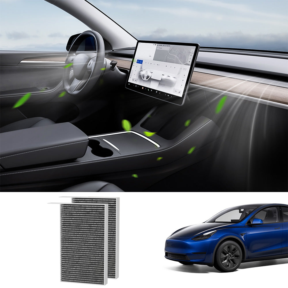 Cabin Air Filter & HEPA Filter with Activated Carbon for Tesla Model Y Internal Filter - Behind the Glove Box Cabin Filter-1107681-00-A (2 Pcs)