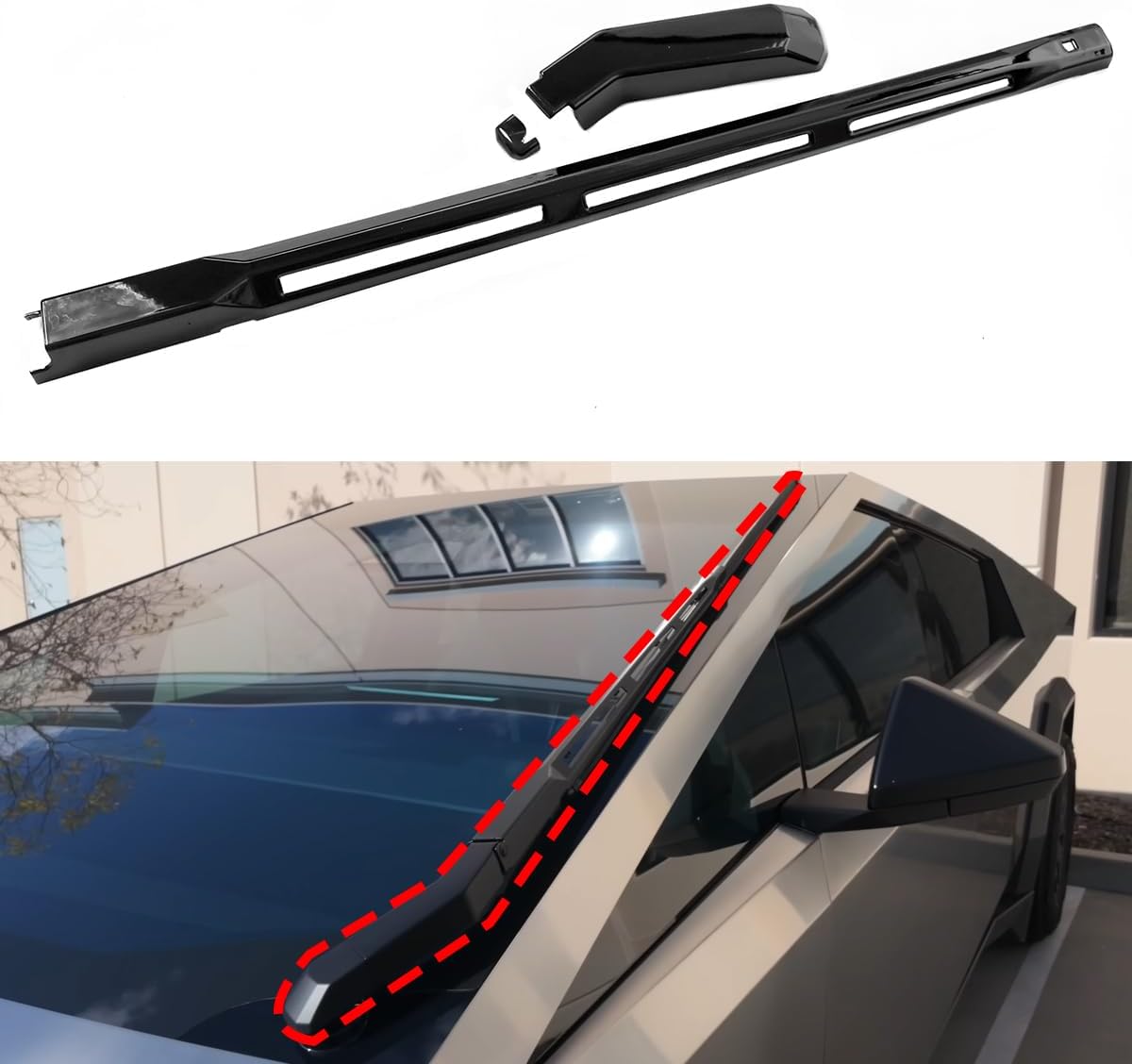 ABS Dashboard Decorative Strip Trim Covers For Tesla Cybertruck Windshield Wiper Cover