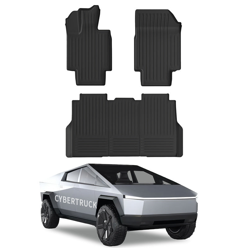 All Weather TPE Interior Floor Mats Cargo Liners Set for Tesla Cybertruck Floor Mat (3 PCS) Left-Hand Drive