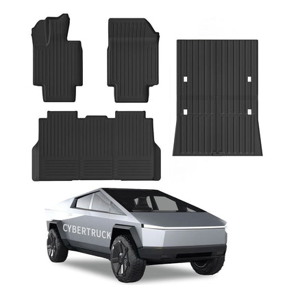All Weather TPE Interior Floor Mats Cargo Liners Set for Tesla Cybertruck Full Set (4 PCS) Left-Hand Drive