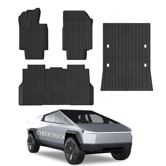All Weather TPE Interior Floor Mats Cargo Liners Set for Tesla Cybertruck Full Set (4 PCS) Left-Hand Drive