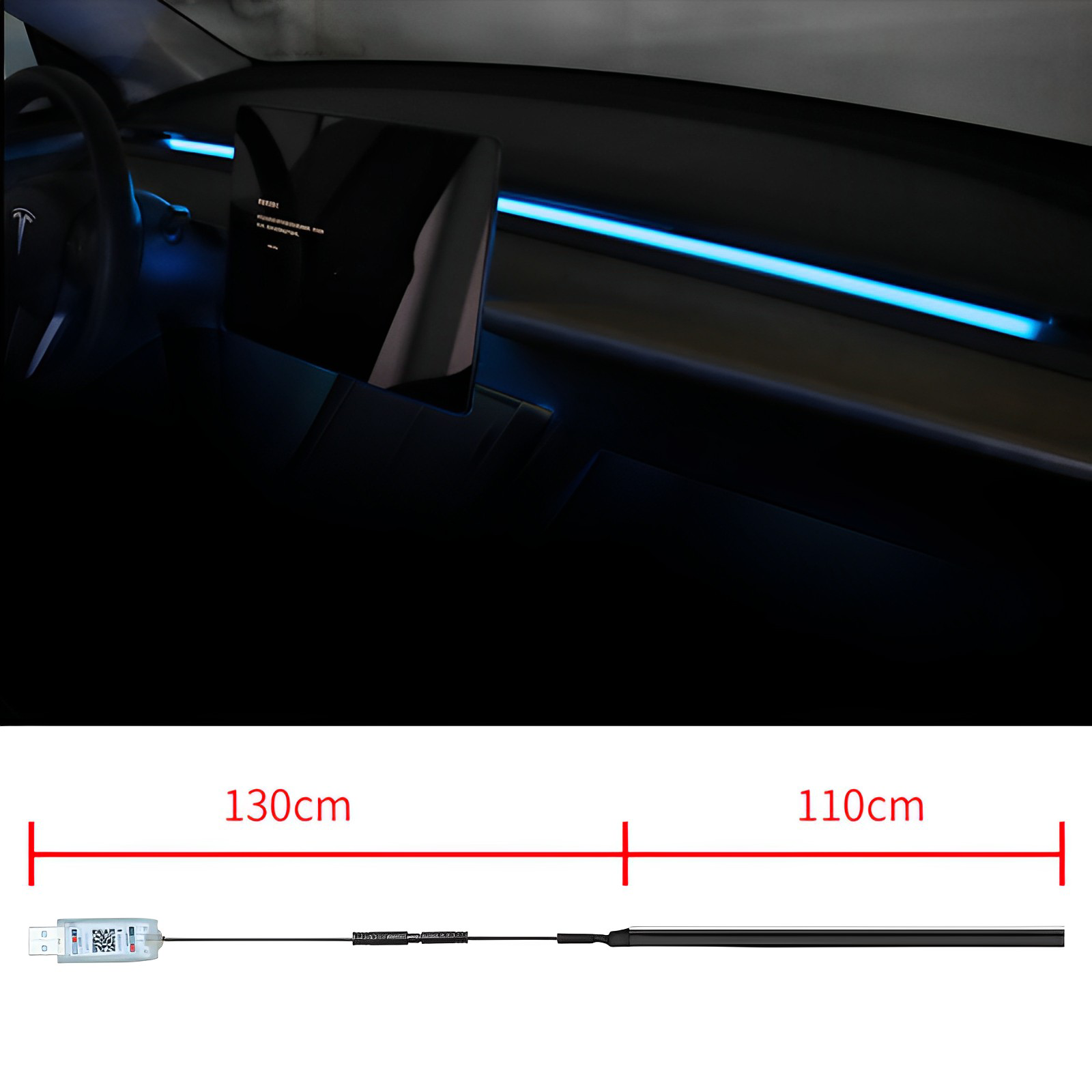 2024 New Dashboard Strip Lights for Tesla Model 3/Y, Remote RGB Interior Car Lights