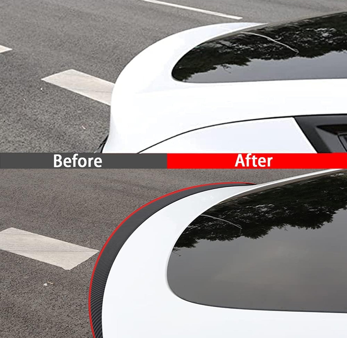 [Real Carbon Fiber] Spoiler Wing With Red Line for Tesla Model Y/3